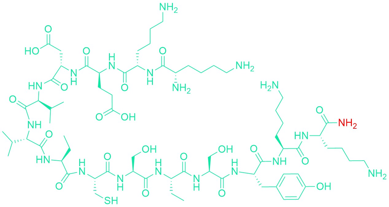 H-Lys-Lys-Glu-Asp-Val-Val-Abu-Cys-Ser-Abu-Ser-Tyr-Lys-Lys-NH2