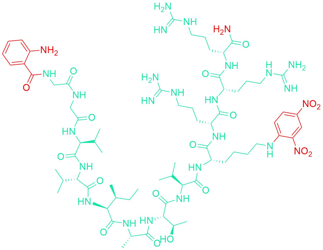 Abz-Amyloid β/A4 Protein Precursor770 (708-715)-Lys(Dnp)-D-Arg-D-Arg-D-Arg amide